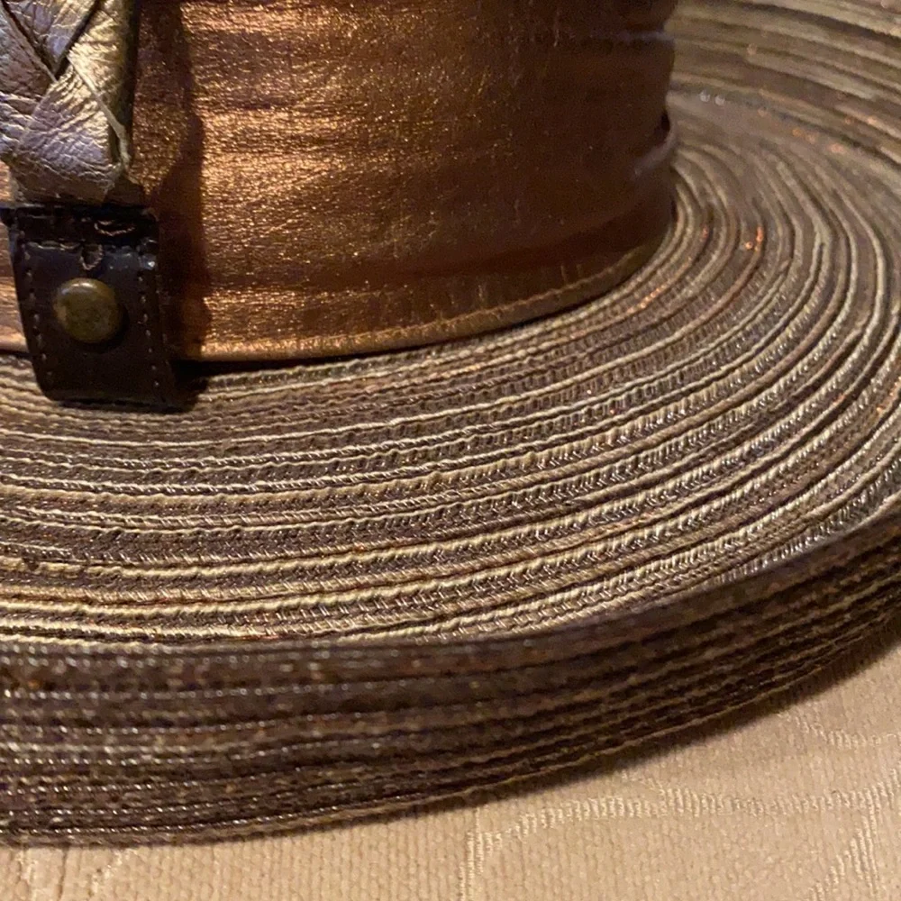 Bronze Metallic Straw Brim Hat